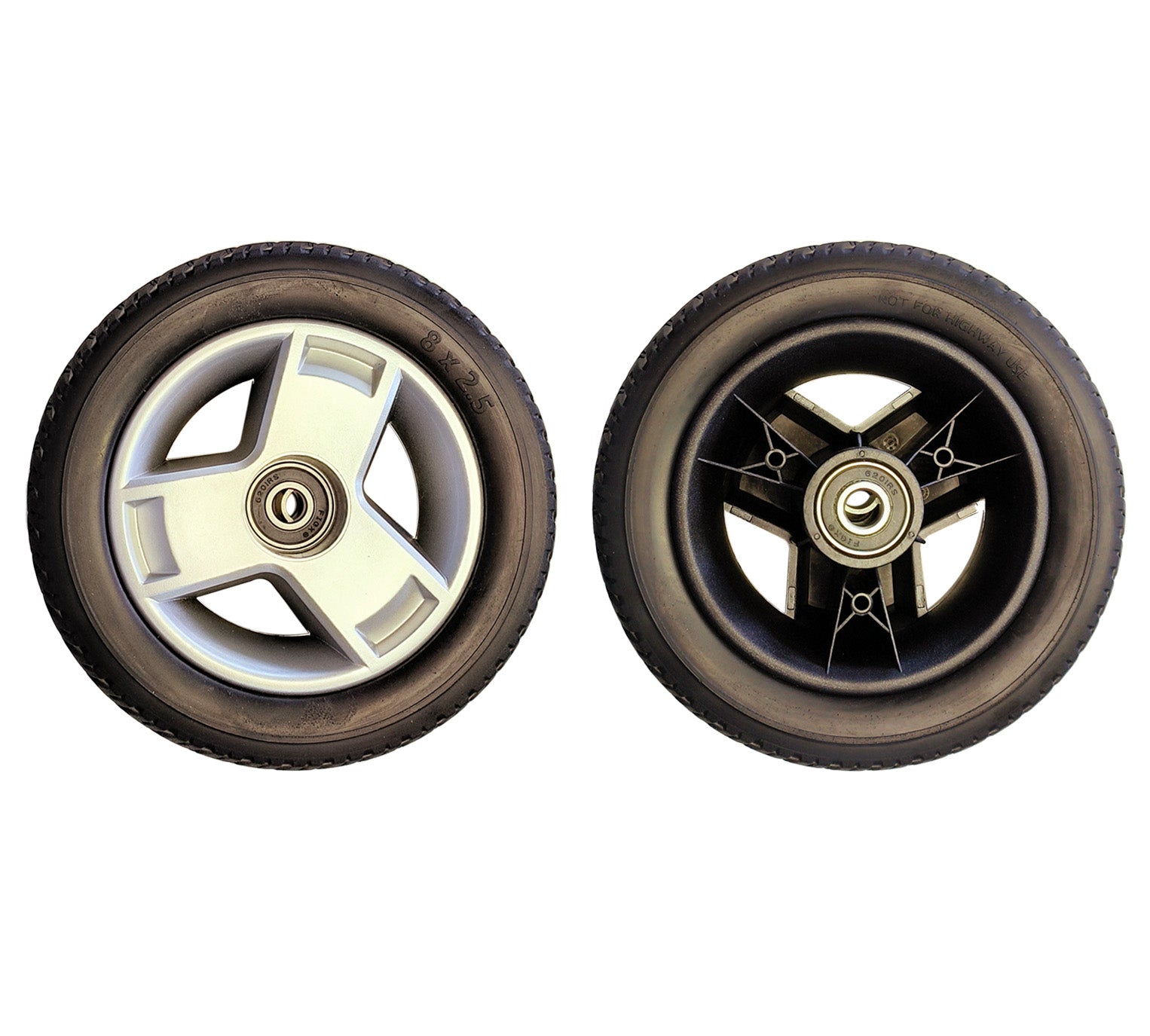 8x2.5 Front Tyre with Silver Rim and Cap