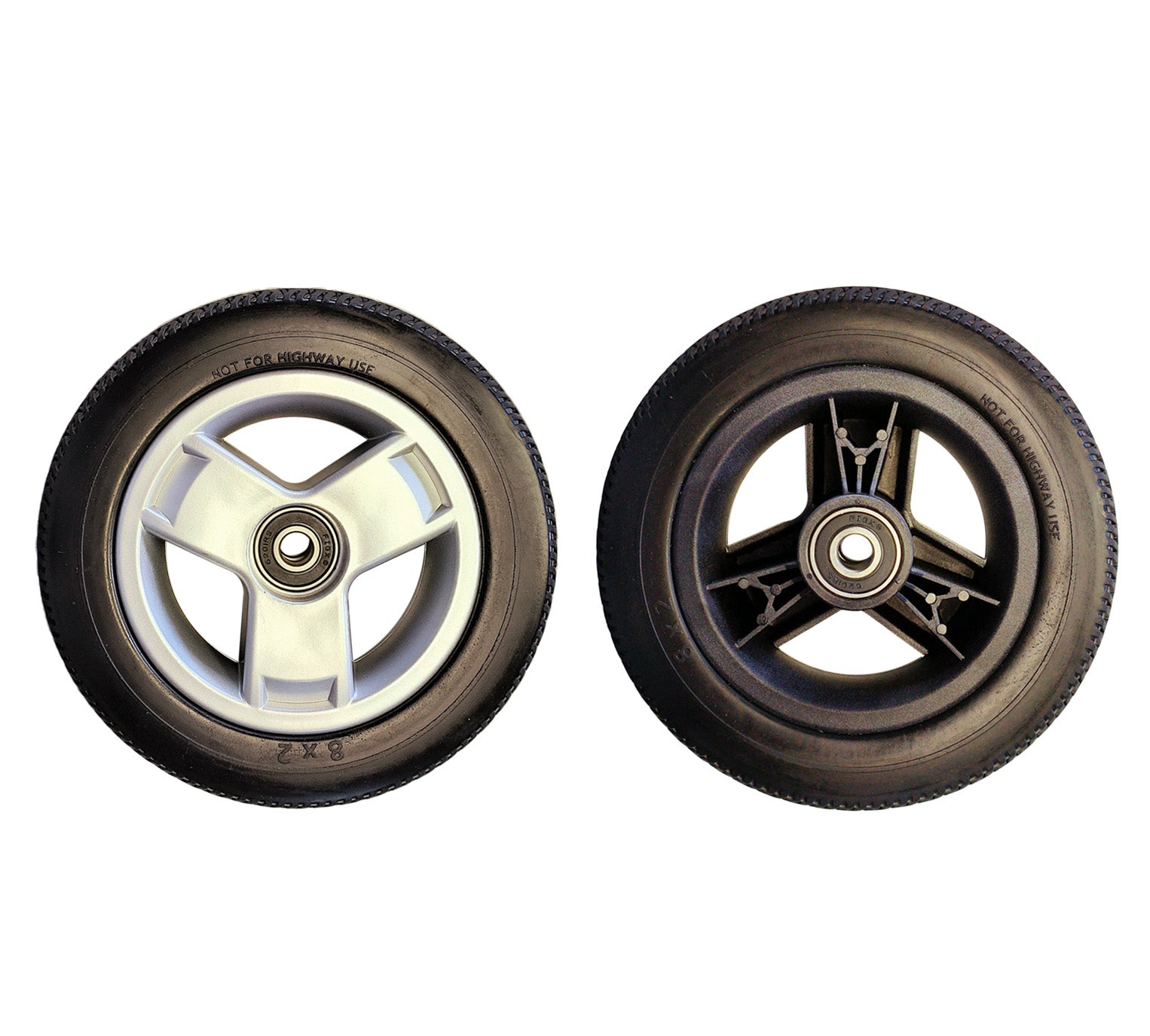 8x2 Front Tyre with Silver Rim and Cap
