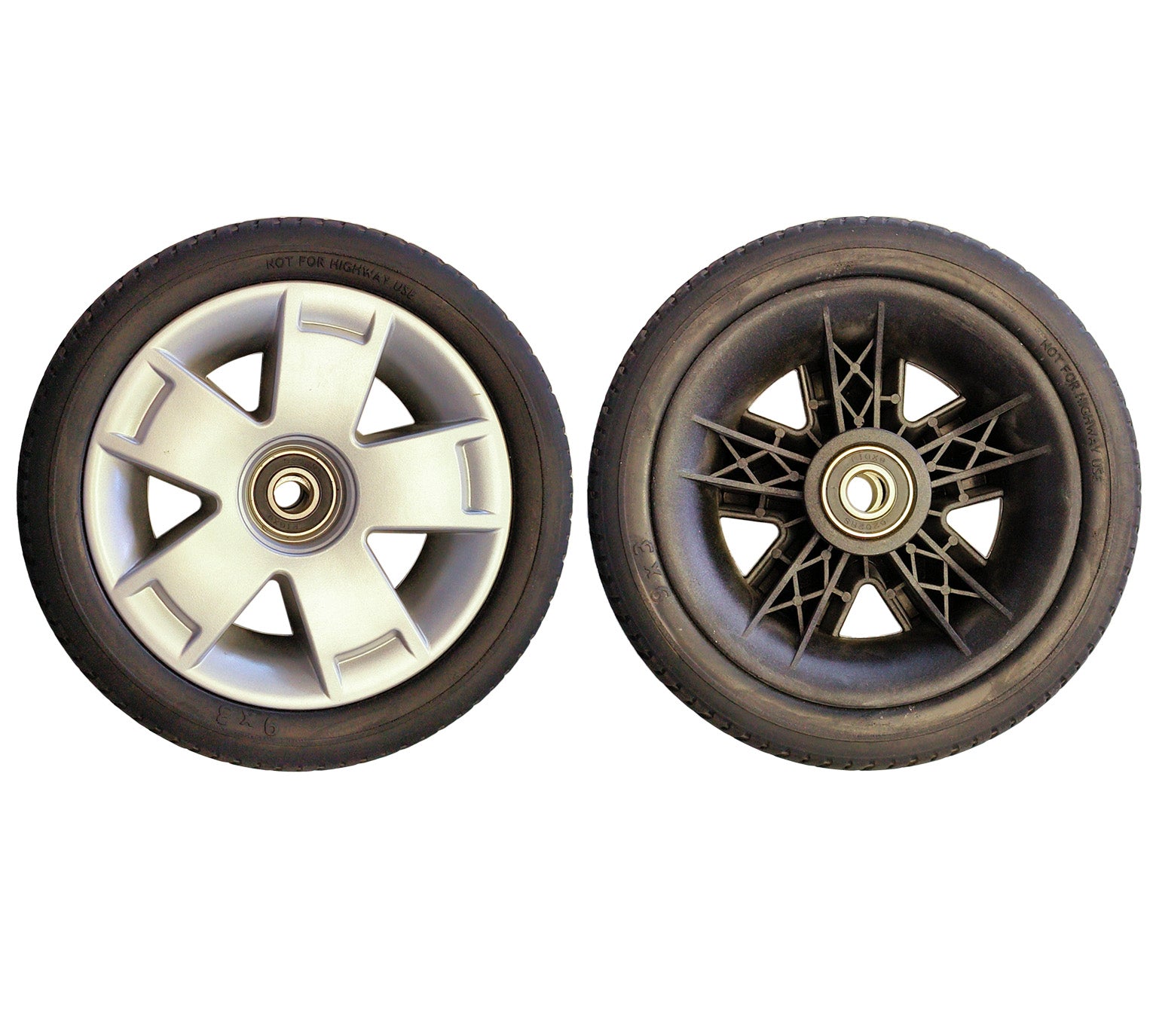 9x3 Front Tyre with Silver Rim and Cap