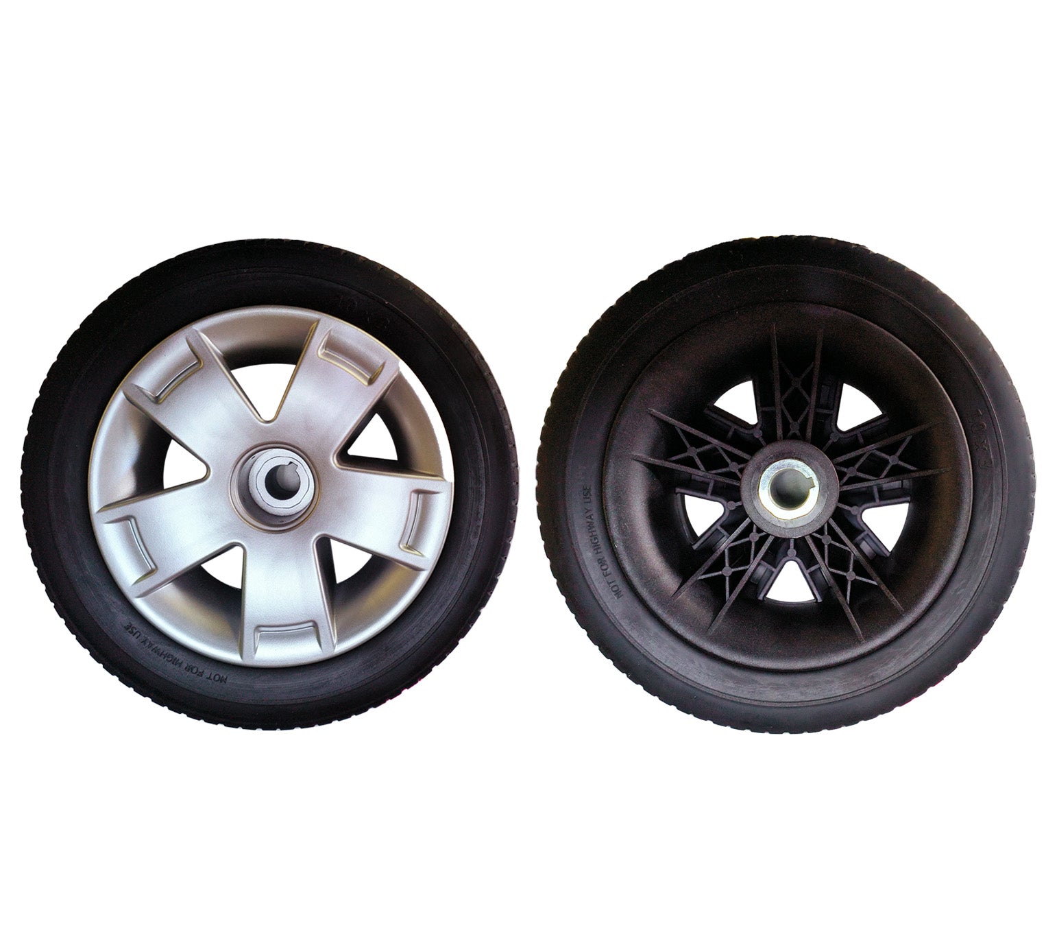 10x3 Rear Tyre with Silver Rim and Cap