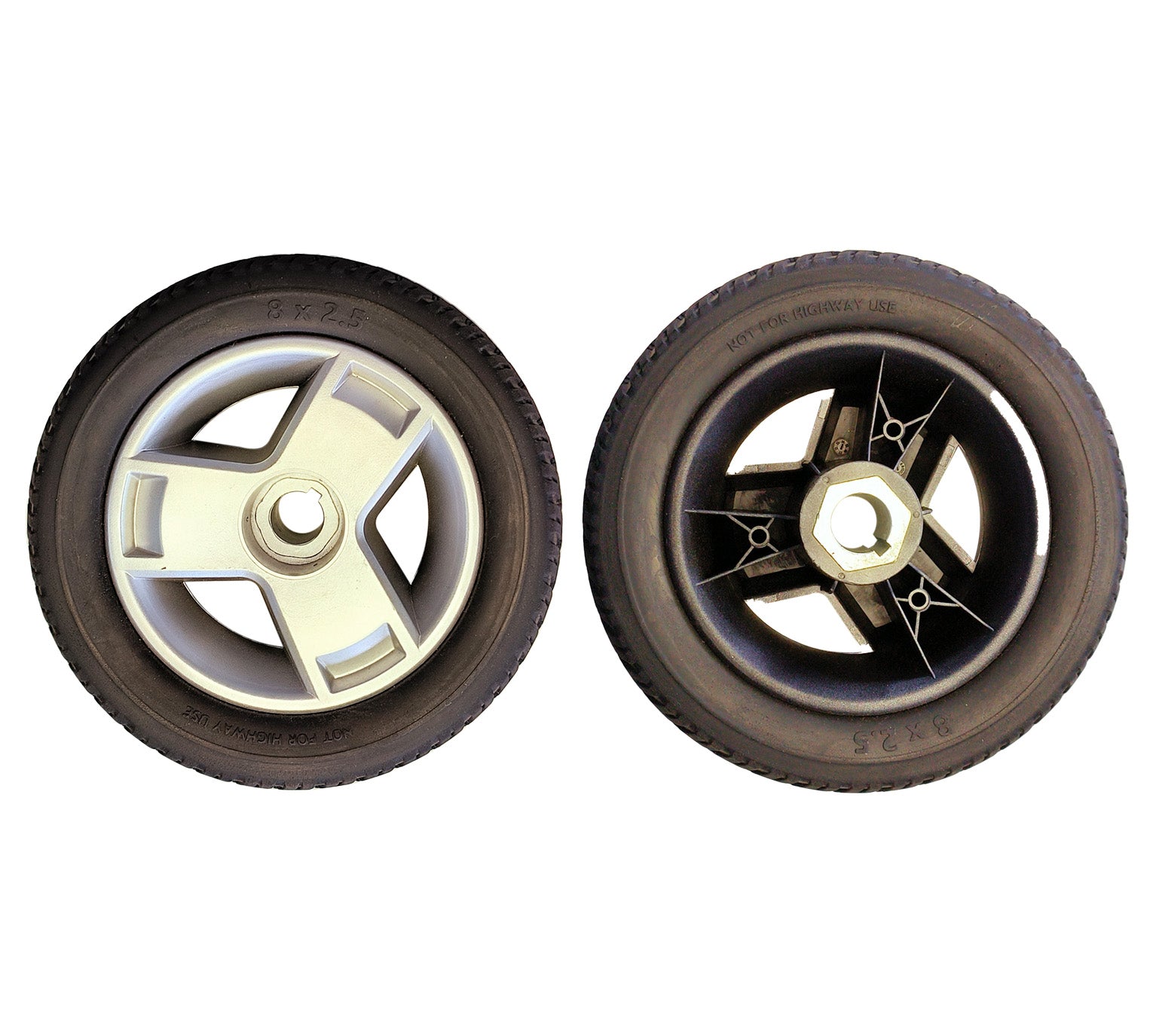 8x2.5 Rear Tyre with Silver Rim and Cap