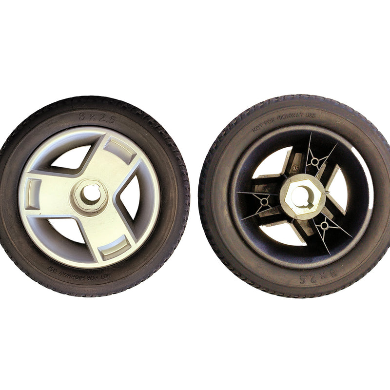 8x2.5 Rear Tyre with Silver Rim and Cap