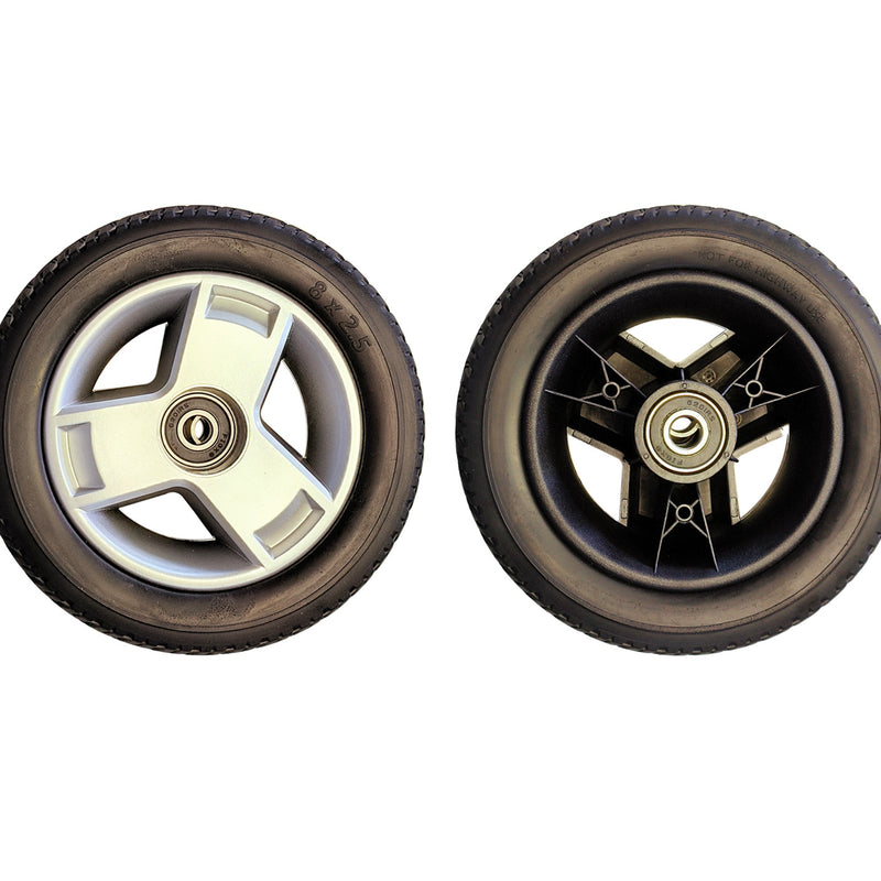 8x2.5 Front Tyre with Silver Rim and Cap